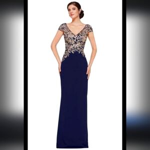 Elegant Navy Blue Evening Gown